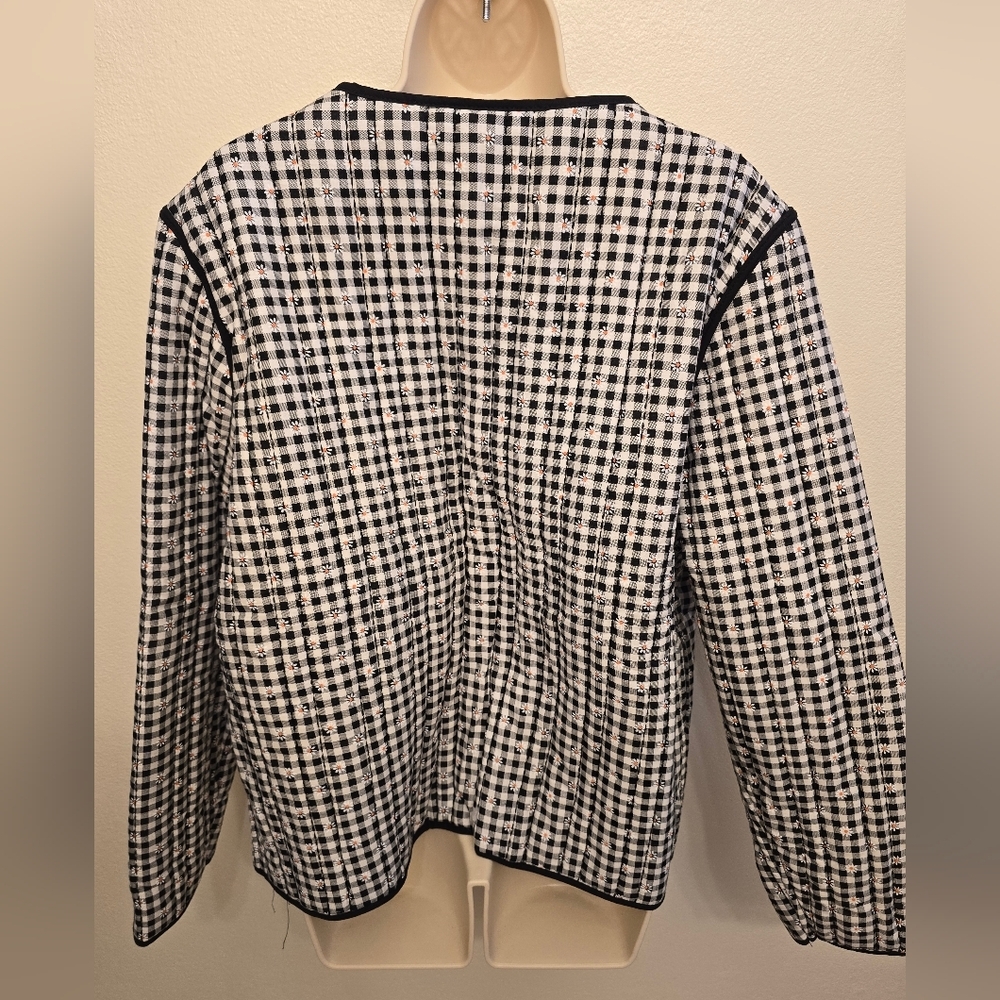 NWT C&C California Black & White Gingham Quilted Tie-Front Jacket - Picture 4 of 4